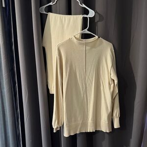 Cream Long Sleeve Women's Sweater Set